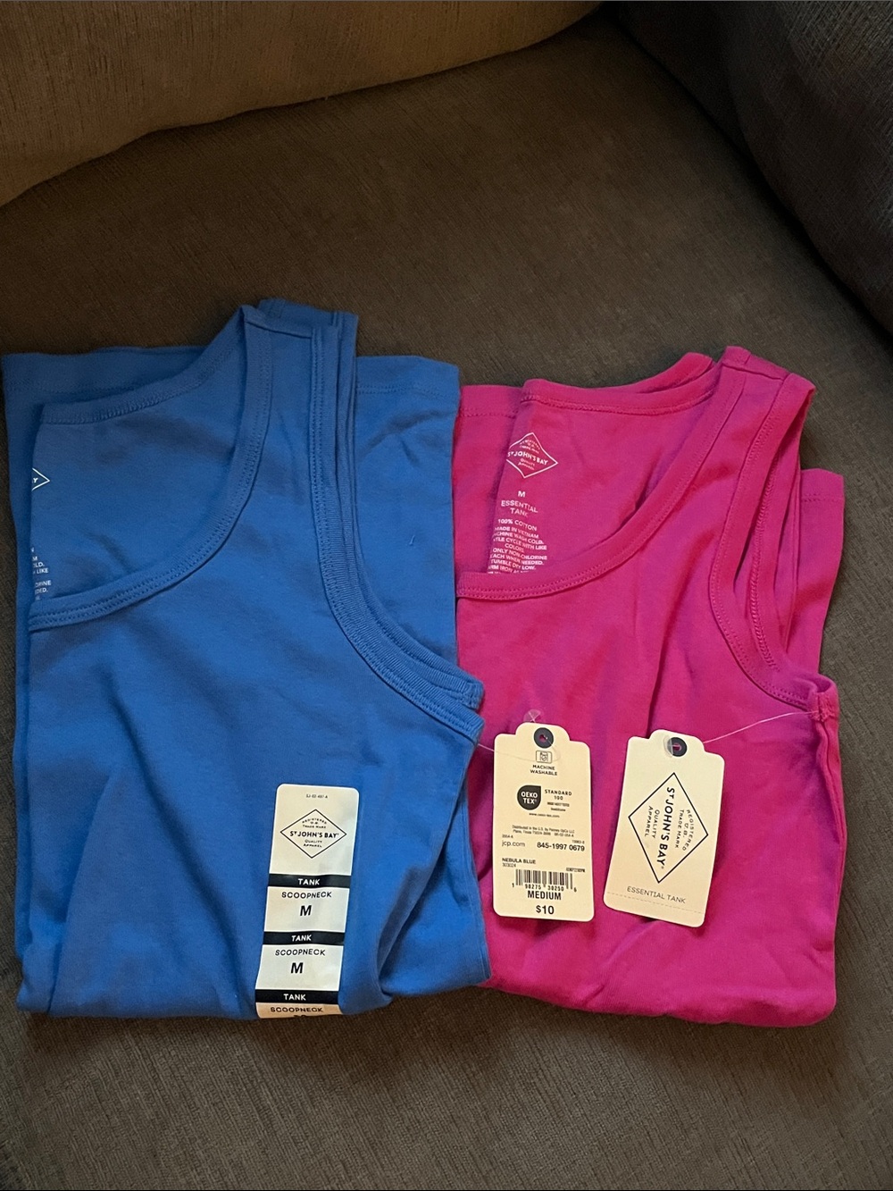 NWT St. John's Bay Women’s Tank Tops in Blue and Pink Size Medium
